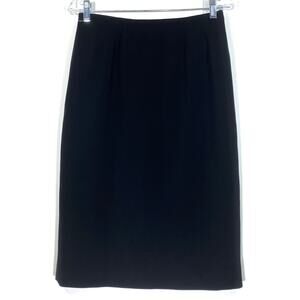 VTG Kasper Black A Line Skirt 4 Career Modest Sophisticated Polyester Lined 90s